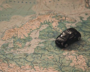Map with toy car