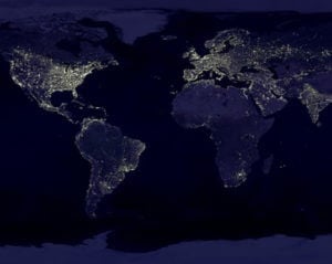 Overhead Shot of Earth with Lights