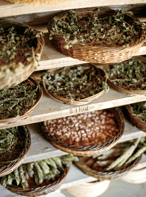 herbs in bowls