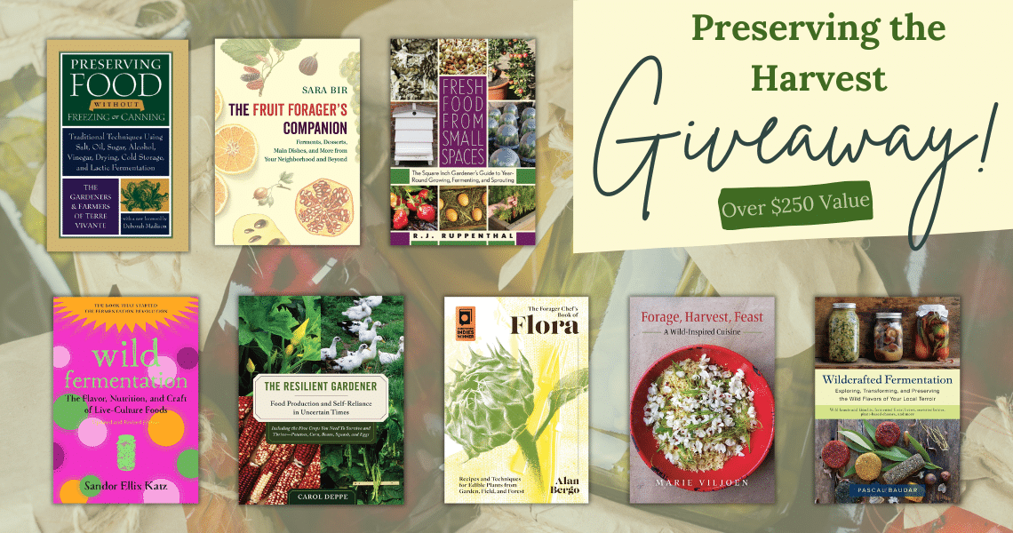 Promotional collage for a Preserving the Harvest Giftaway with eight book covers and an 'Over 0 Value' tag.
