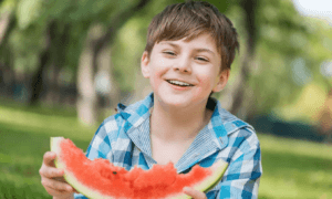 child with watermelon