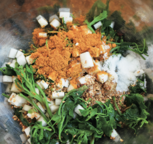 wild greens and daikon achar