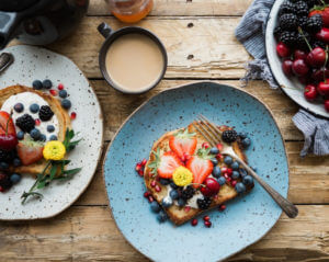 fruit pieces on toast