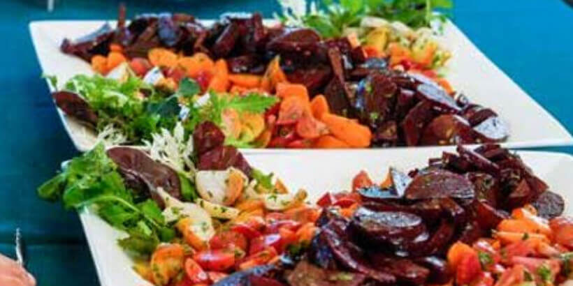 rainbow beet and carrot salad with garden herbs