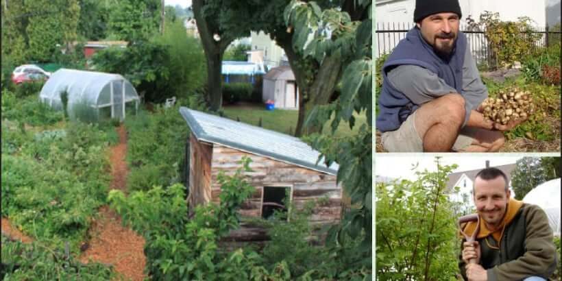 paradise lot banner gardener in backyard
