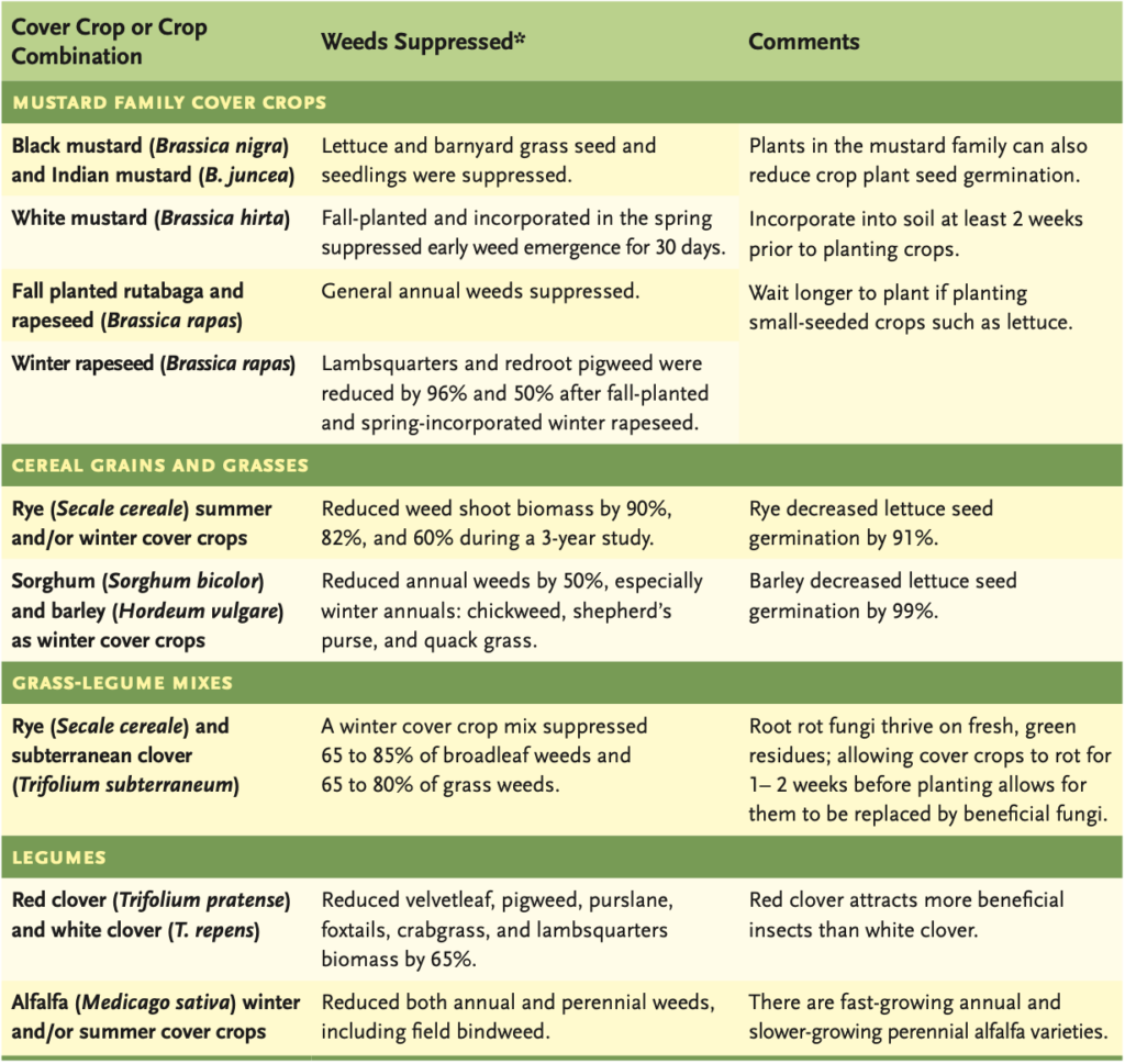 cover crops for weed suppression