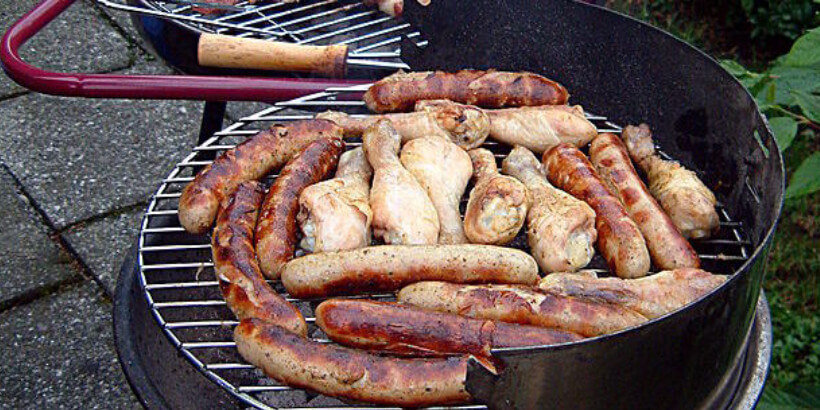 variety of meat on a grill