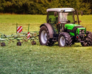 mowing with a tractor