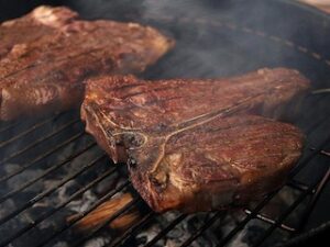 grass-fed steak on grill